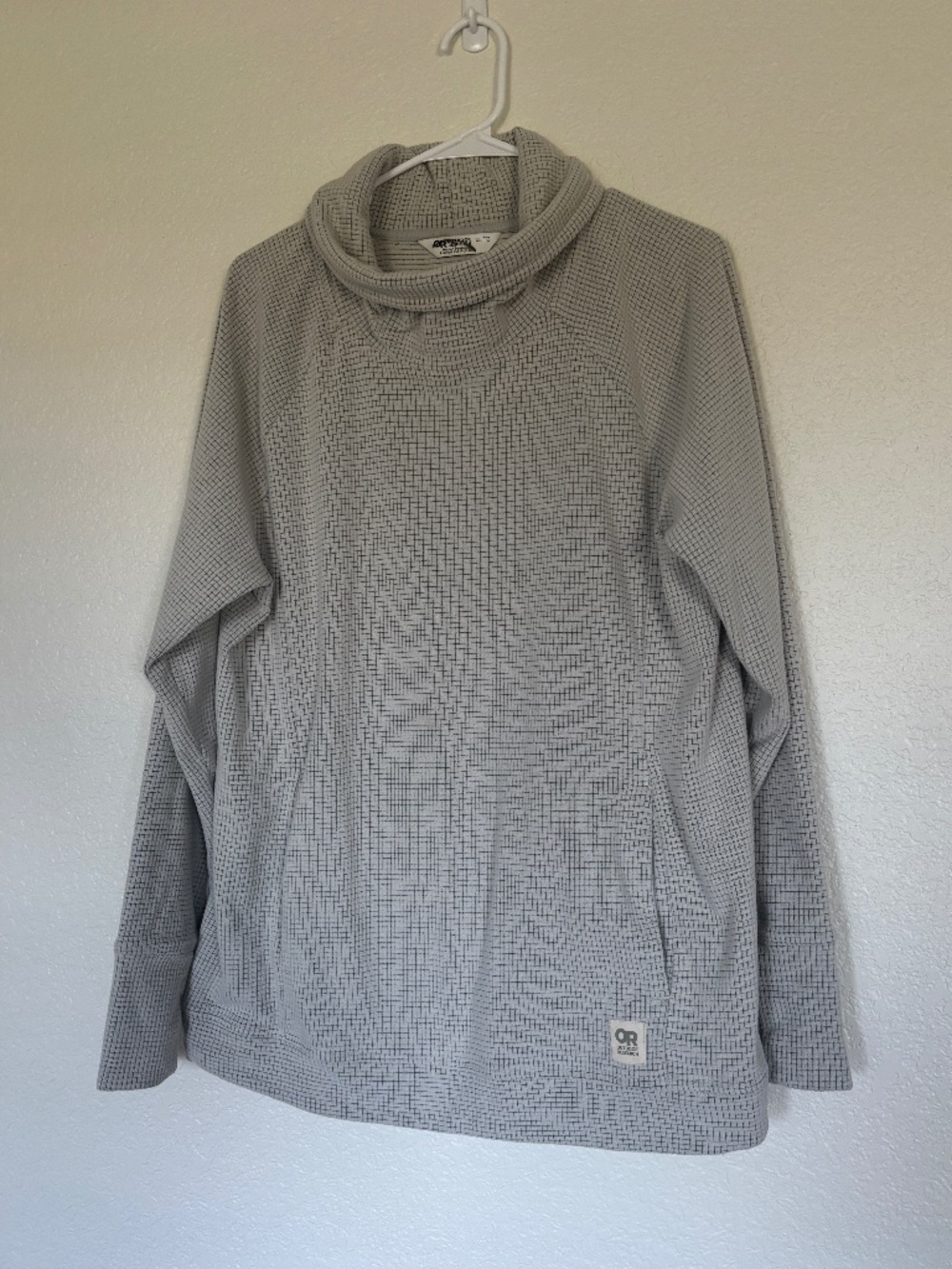 Outdoor Research Women's Grid Fleece Cowl Neck Pullover Gray XL